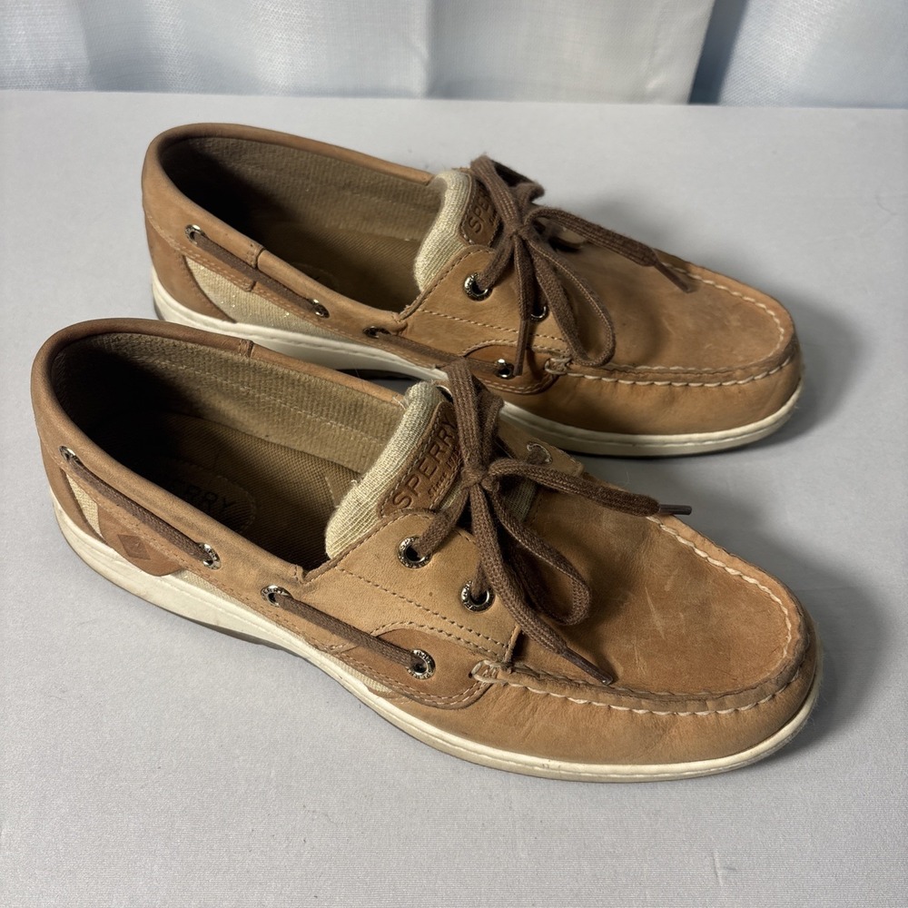 Sperry Women Top-Sider BLUEFISH SPARKLE (Linen Gold) Boat Shoes STS84436 Sz 8.5